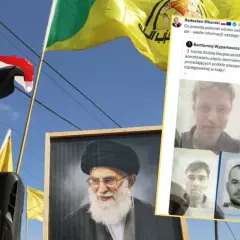 Irak: aresztowania szpiegów z polskimi paszportami. Czy w Iraku jest bezpiecznie? Flagi i portret przywódcy.