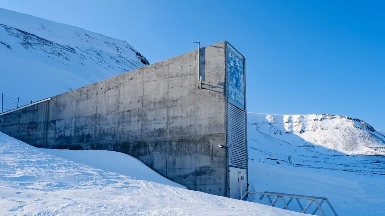 Lodowy fort, bank nasion Norwegia, chroni przyszłość życia na Ziemi.